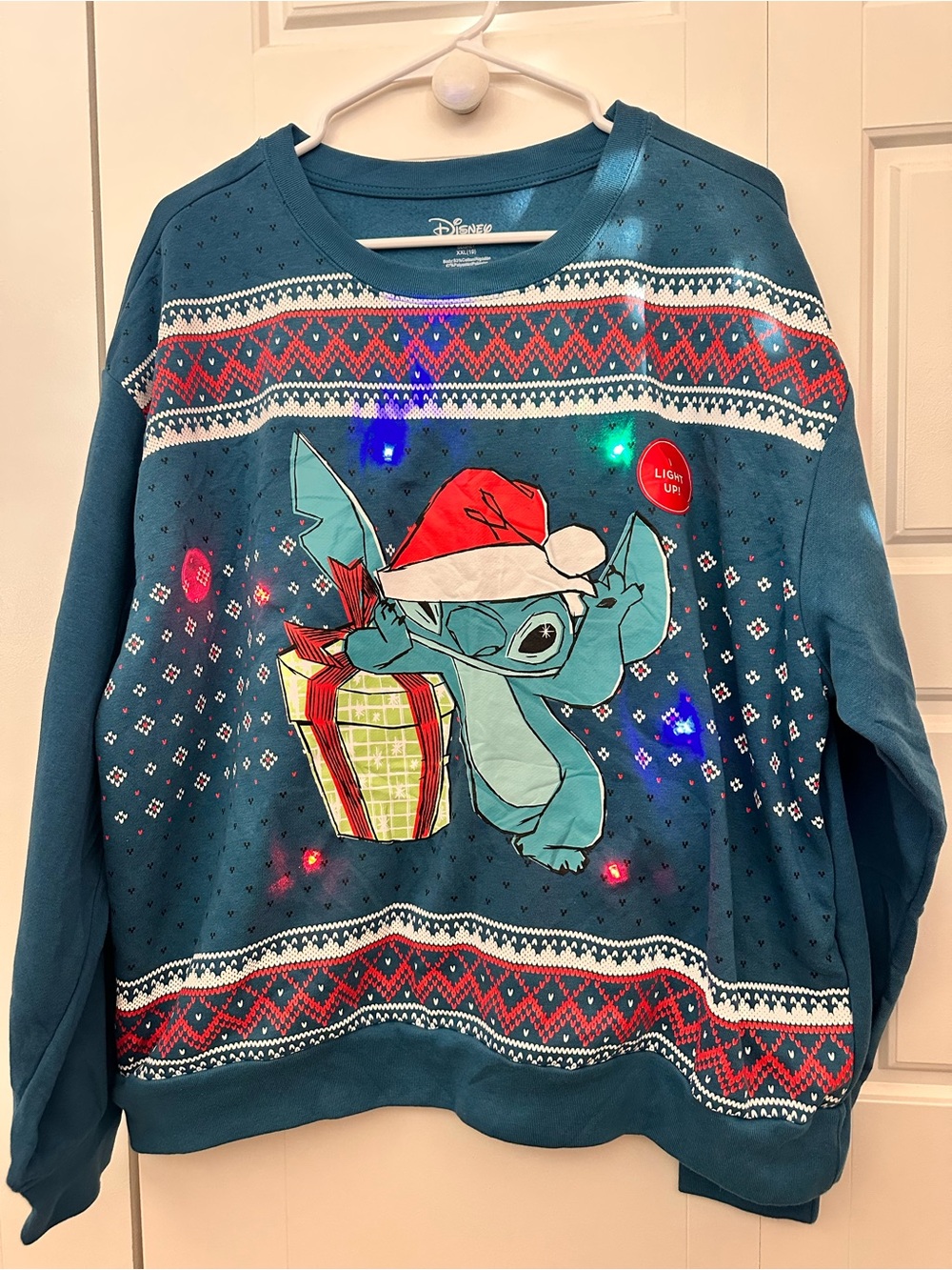 Disney Women's Stitch Light-Up Christmas Pullover Sweatshirt Size XXL
